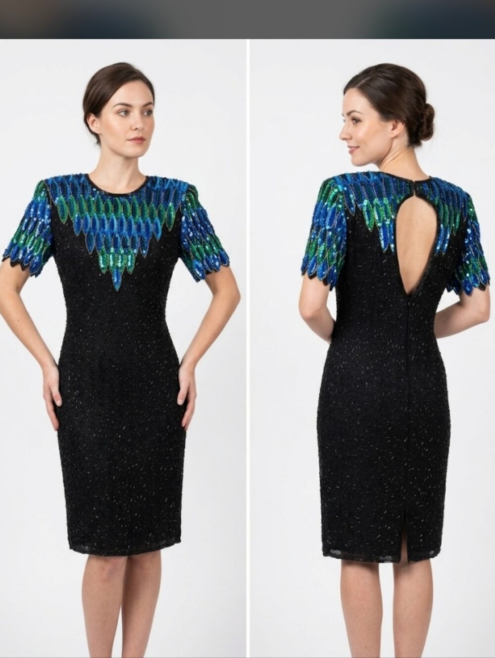 STENAY Women's 100% Silk Beaded Vintage Cocktail Dress Size 8‎ Sequins Beads NWT